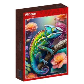 Alipson puslespil med 500 brikker. Motiv: Colourful Chameleon.