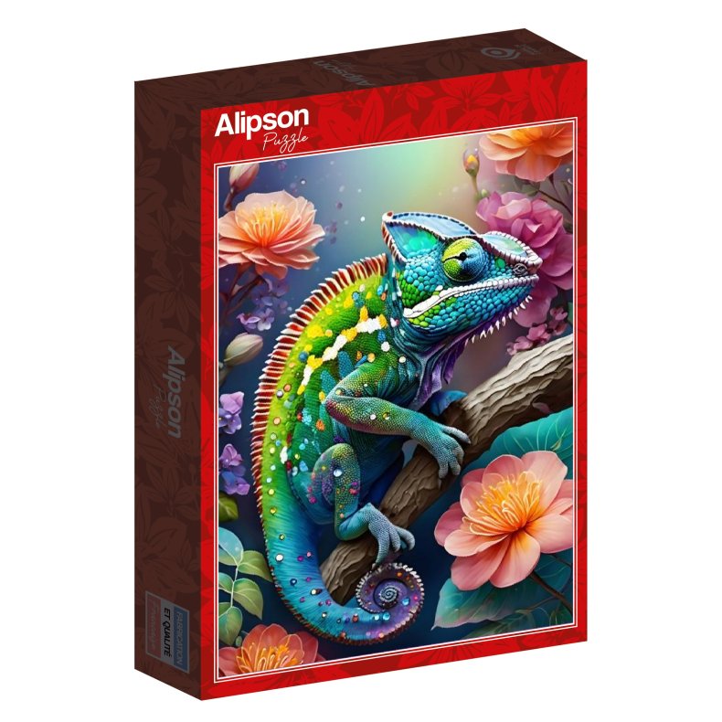 Alipson puslespil med 500 brikker. Motiv: Colourful Chameleon.