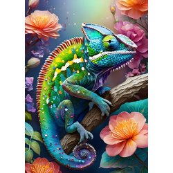 Colourful Chameleon med flerfarvet kam�leon og gradient baggrund.