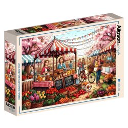 Alipson puslespil med 1000 brikker. Motiv: Local Honey and Tulips Spring Farmers.