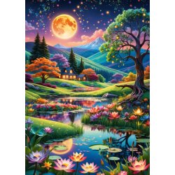 Full Moon Night med bjerge og fuldm�ne.