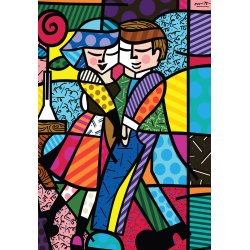 Romero Britto puslespil Cheek to Cheek med to mennesker.