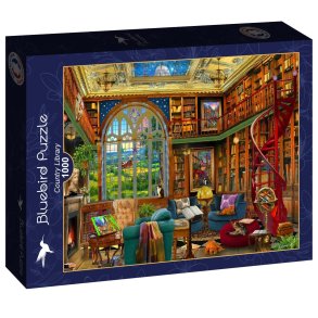 Bluebird puslespil med 1000 brikker. Motiv: Country Library.