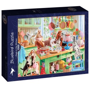 Bluebird puslespil med 1000 brikker. Motiv: Dogs in the Kitchen.