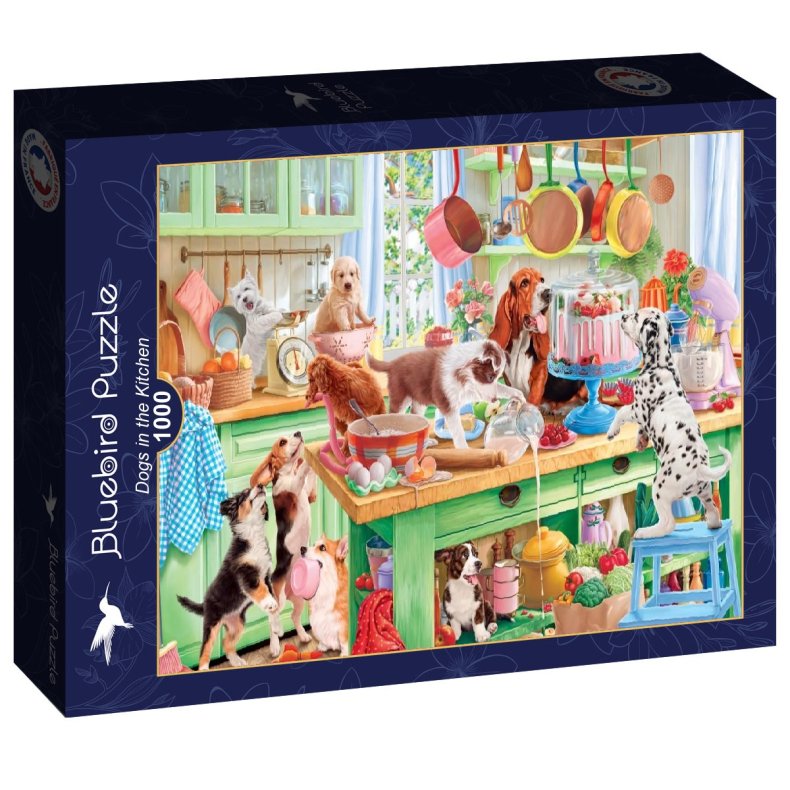 Bluebird puslespil med 1000 brikker. Motiv: Dogs in the Kitchen.