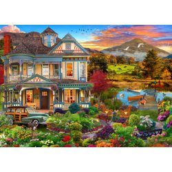 David Maclean puslespil Garden Country Home med motiv af en hytte ved en s�.