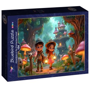 Bluebird Kids puslespil til b�rn med 104 brikker. Motiv: Adventures in the Enchanted Forest.