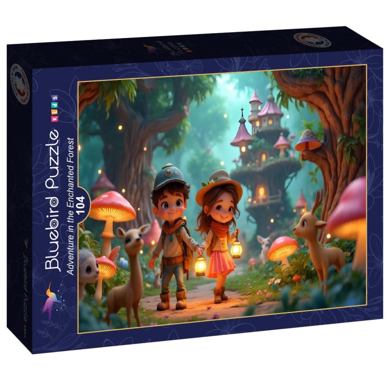 Bluebird Kids puslespil til b�rn med 104 brikker. Motiv: Adventures in the Enchanted Forest.