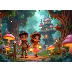 Adventures in the Enchanted Forest puslespil med b�rn i en fortryllet skov. 