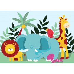 Totallyjamie puslespil Animals of the Savannah med en elefant, en giraf og en l�ve.