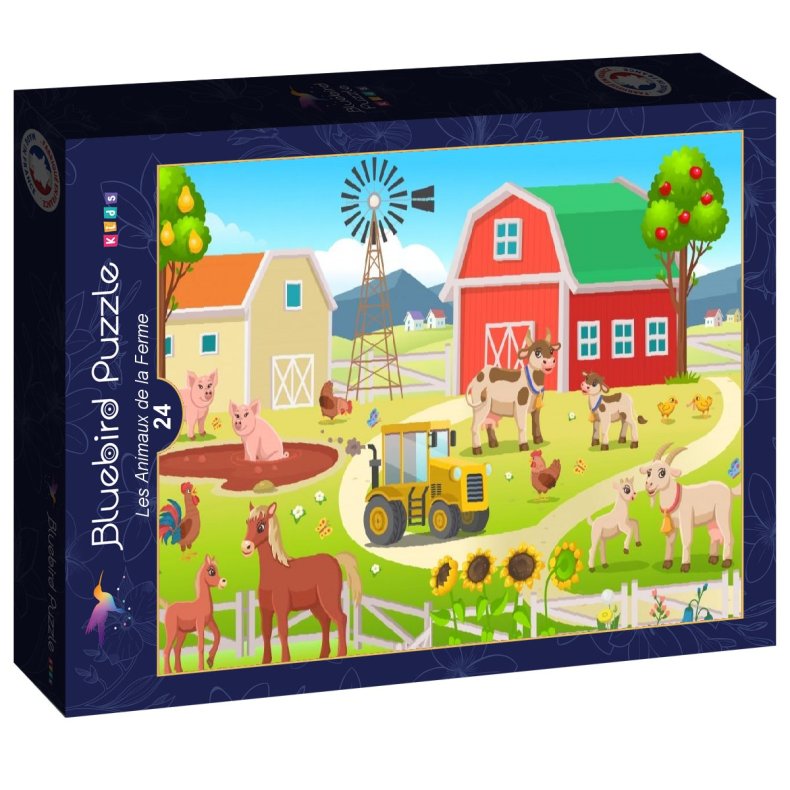 Bluebird Kids puslespil til b�rn med 24 brikker. Motiv: Farm Animals.