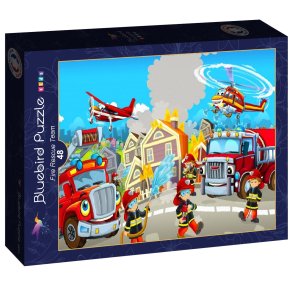 Bluebird Kids puslespil til b�rn med 48 brikker. Motiv: Fire Rescue Team