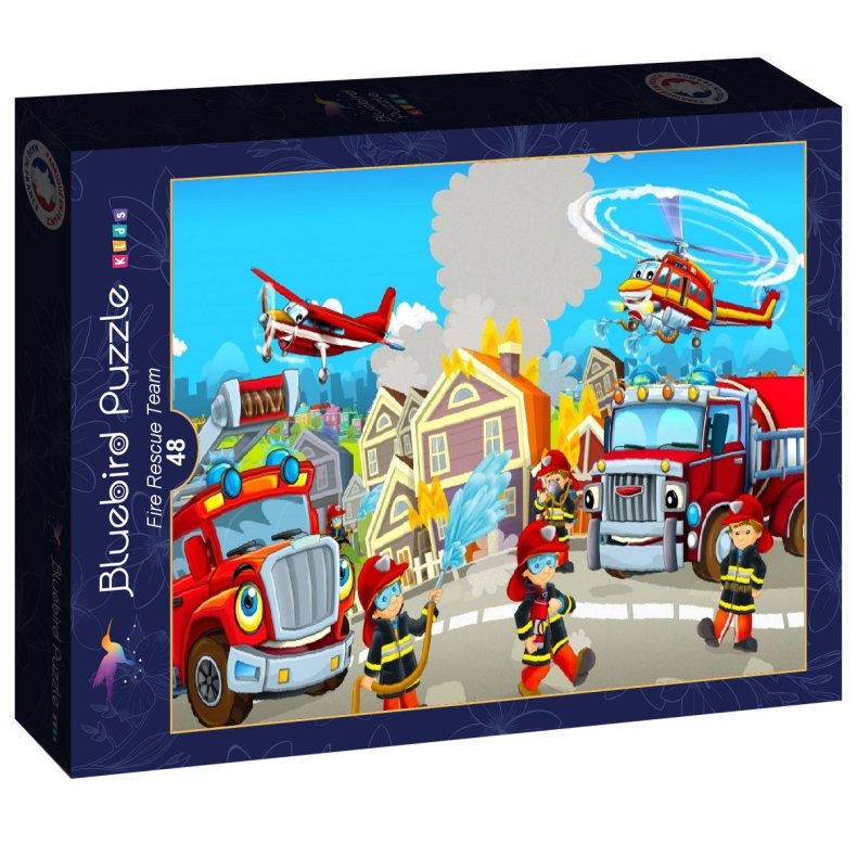 Bluebird Kids puslespil til b�rn med 48 brikker. Motiv: Fire Rescue Team