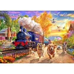 Angelo Bonito puslespil Follow the train med et tog og hunde.