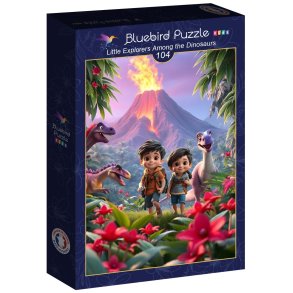 Bluebird Kids puslespil til b�rn med 104 brikker. Motiv: Little explorers among the dinosaurs.