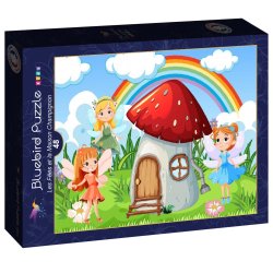 Bluebird Kids puslespil til b�rn med 48 brikker. Motiv: The Fairies and the Mushroom House.