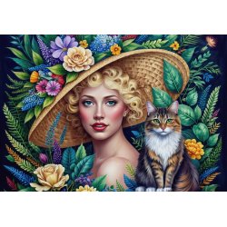 The Woman and the Cat puslespil med en kvinde og en kat. 