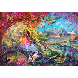 Autumn Castle Festival af Rose Cat Khan med et slot og en have i efter�ret, hvor drager flyver.