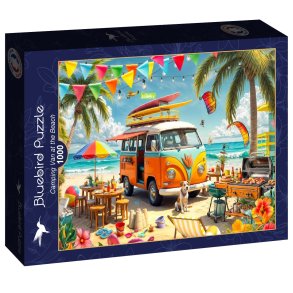 Bluebird puslespil med 1000 brikker. Motiv: Camping Van at the Beach.