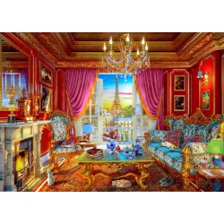 Paris Luxury af Dominic Davison med morgenmad, der st�r klar i vinduet og udsigt over en blomstrende have.