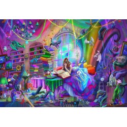 Rainbow Magic Study af Rose Khan med en kvinde der l�ser bunker af b�ger og studere magi.