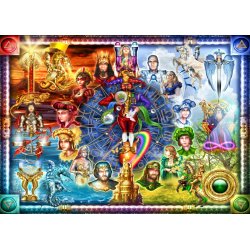 Tarot of Dreams af Ciro Marchetti er delt op i 4 farve sektioner og i midten er der astrologiske symboler.