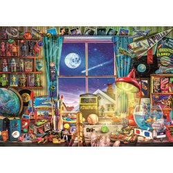 To The Moon puslespil med et b�rnev�relse med udsigt til m�nen. 