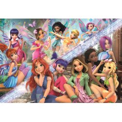 Winx Club puslespil med pigerne som menneske og fe. 