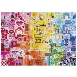 Colors Collage puslespil af Andrea Tilk med genstande opdelt i farver.