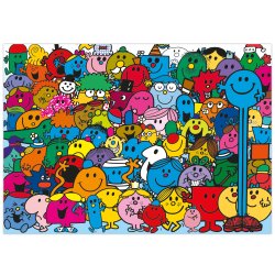 Puzzle Monsieur Madame puslespil med figurer i klare farver.