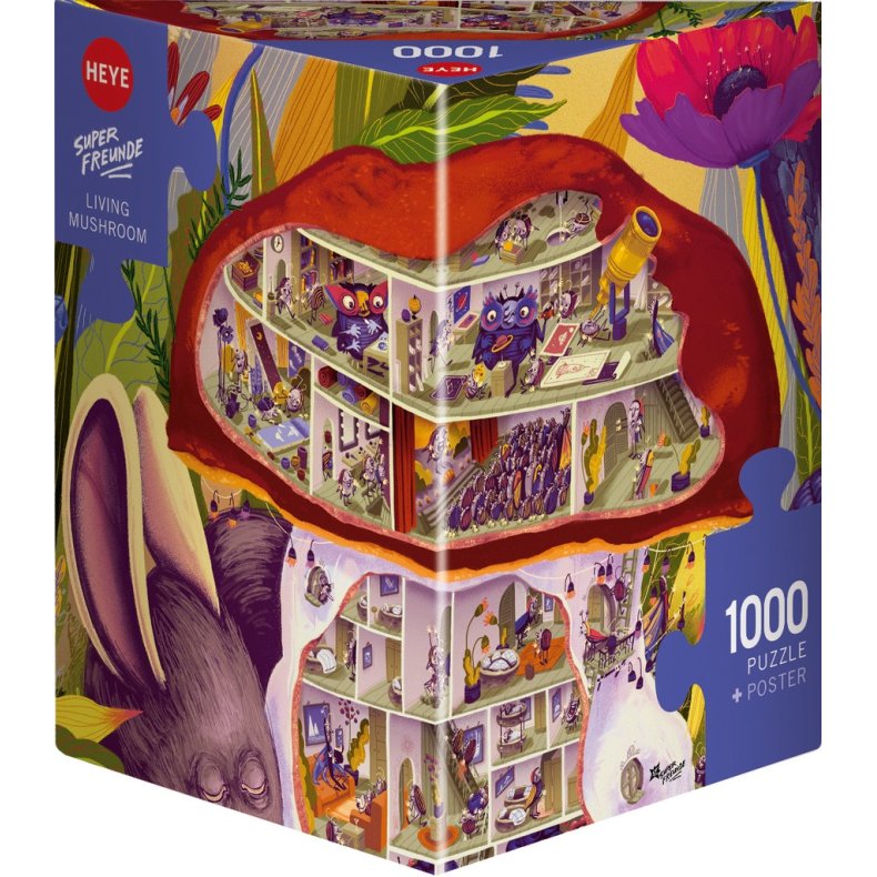 Heye puslespil med 1000 brikker. Motiv: Cartoon - Living Mushroom.