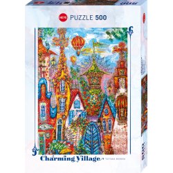 Heye puslespil med 500 brikker. Motiv: Charming Village - Blue gate.