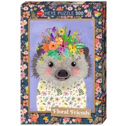 Heye puslespil med 500 brikker. Motiv: Floral Friends - Funny Hedgehog.