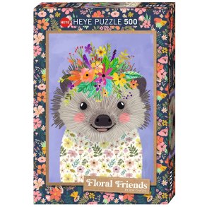 Heye puslespil med 500 brikker. Motiv: Floral Friends - Funny Hedgehog.