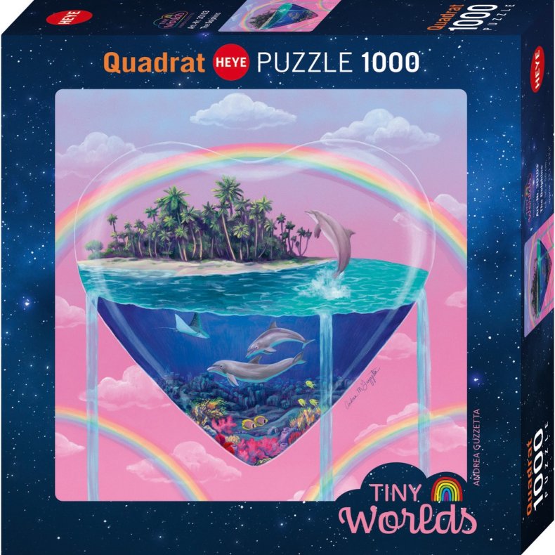 Heye puslespil med 1000 brikker. Motiv: Tiny Worlds - The Dolphins.