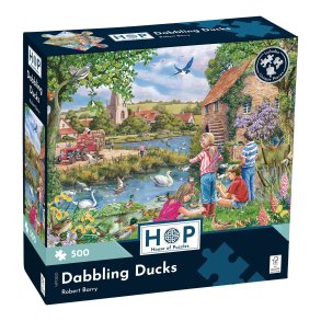 House of Puzzles puslespil med 500 brikker. Motiv: Dabbling Ducks.