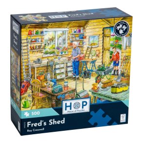 House of Puzzles puslespil med 500 brikker. Motiv: Fred's Shed.