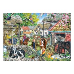 Horseshoe Farm puslespil af Robert Barry med heste og k�er p� g�rd.