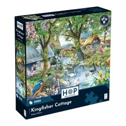 House of Puzzles puslespil med 1000 brikker. Motiv: Kingfisher Cottage.