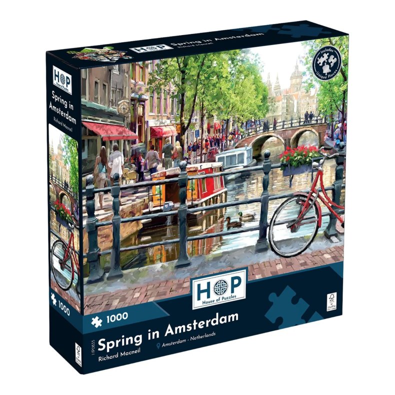 House of Puzzles puslespil med 1000 brikker. Motiv: Spring in Amsterdam.