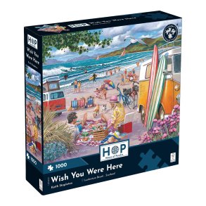 House of Puzzles puslespil med 1000 brikker. Motiv: Wish You Were Here.