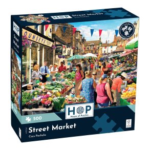 House of Puzzles puslespil med 500 brikker. Motiv: Street Market.