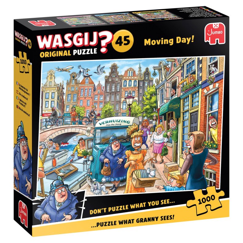 Jumbo puslespil med 1000 brikker. Motiv Wasgij Original 45 - Moving Day.