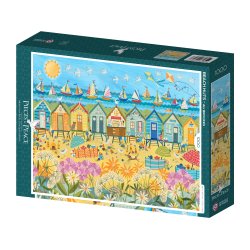 Pieces and Peace puslespil med 1000 brikker. Motiv: Beach Huts.