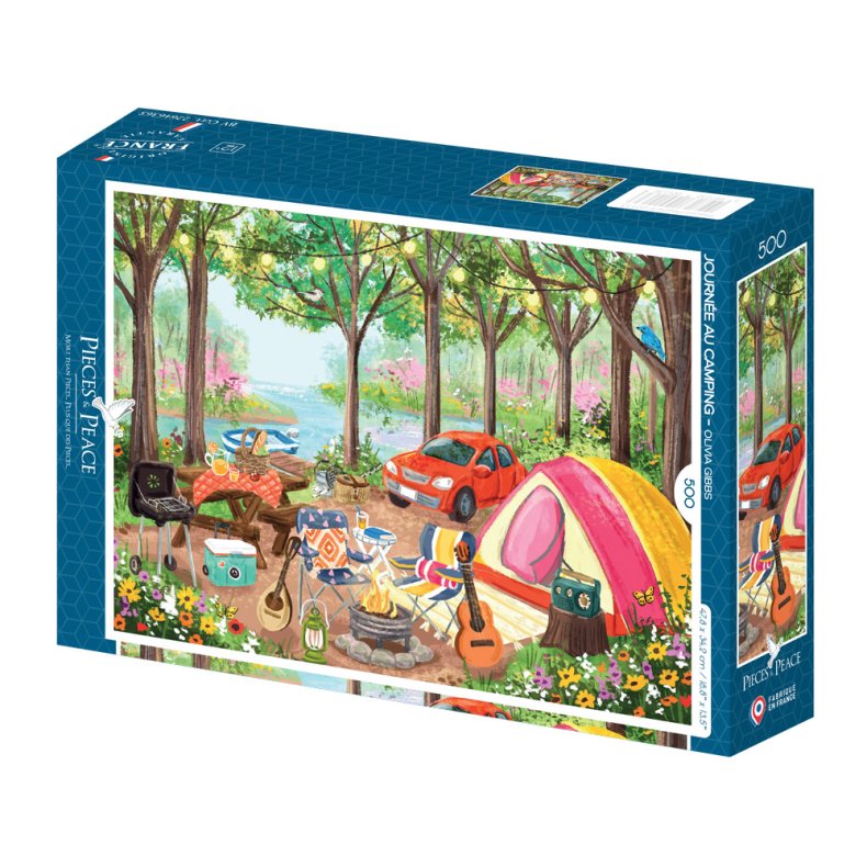 Pieces and Peace puslespil med 500 brikker. Motiv: Camping Day.