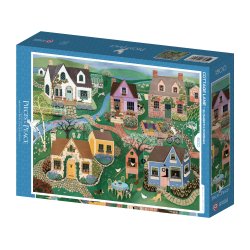 Pieces and Peace puslespil med 1500 brikker. Motiv: Cottage Lane.