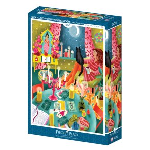Pieces and Peace puslespil med 500 brikker. Motiv: Magical Moonlight Reading.