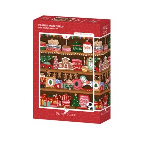 Pieces and Peace puslespil med 96 brikker. Motiv: Christmas Shelf.