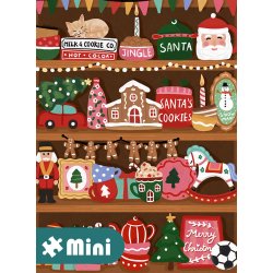 Christmas Shelf af Nidhi Kachhadiya et julemotiv med en reol fyldt med julepynt. 